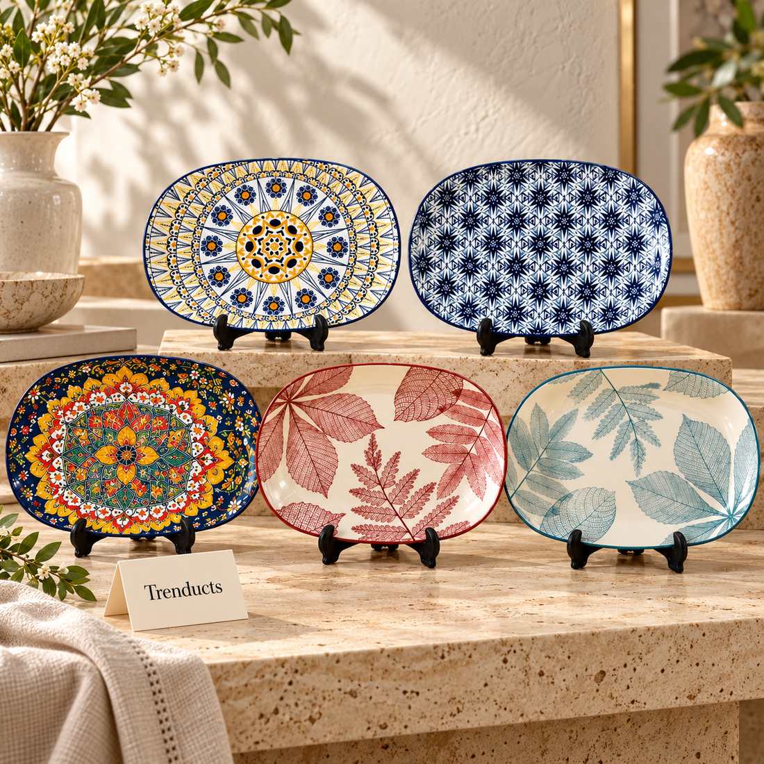 Luxury Ceramic Serving Platter with Artistic Designs